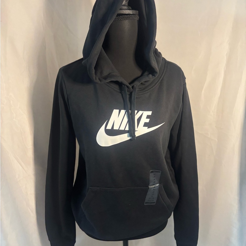 Nike Black Hoodie with White Swoosh and Logo